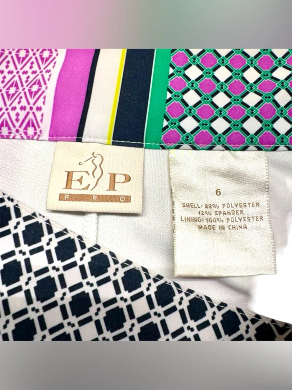 EP Pro Golf Skirt/Skort Women’s Size 6 Built in Shorts Geometric Patterns - Picture 4 of 6